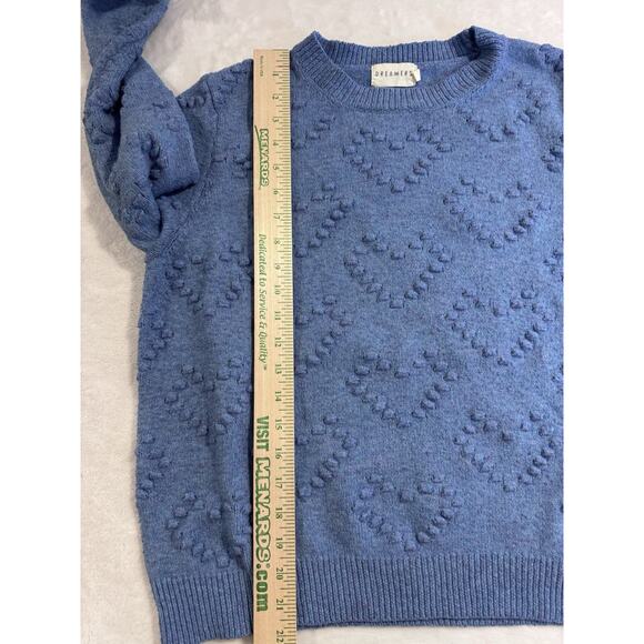 DREAMERS Blue Heart Knit Kawaii Twee Long Sleeve Blue Sweater - Picture 7 of 10